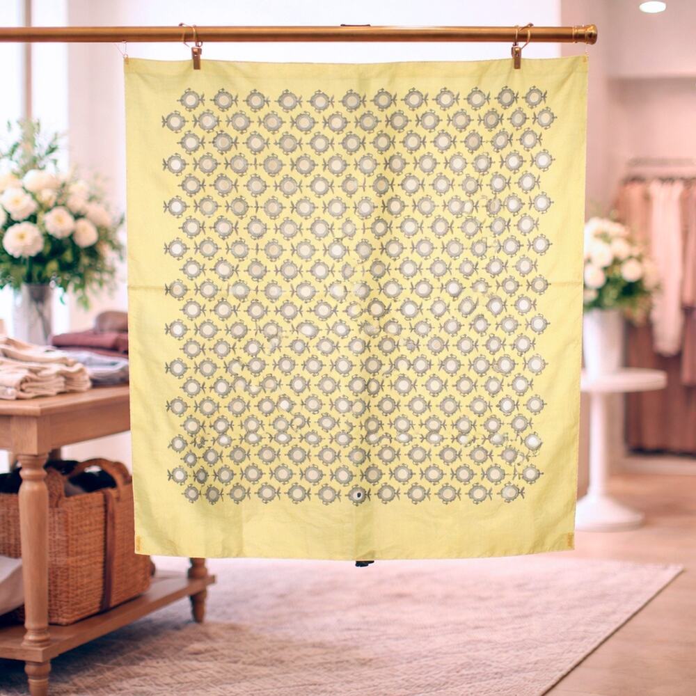 Vintage Adoronce Silk Scarf Yellow Graphic Medallion Pattern 31x34 – Hey Viv